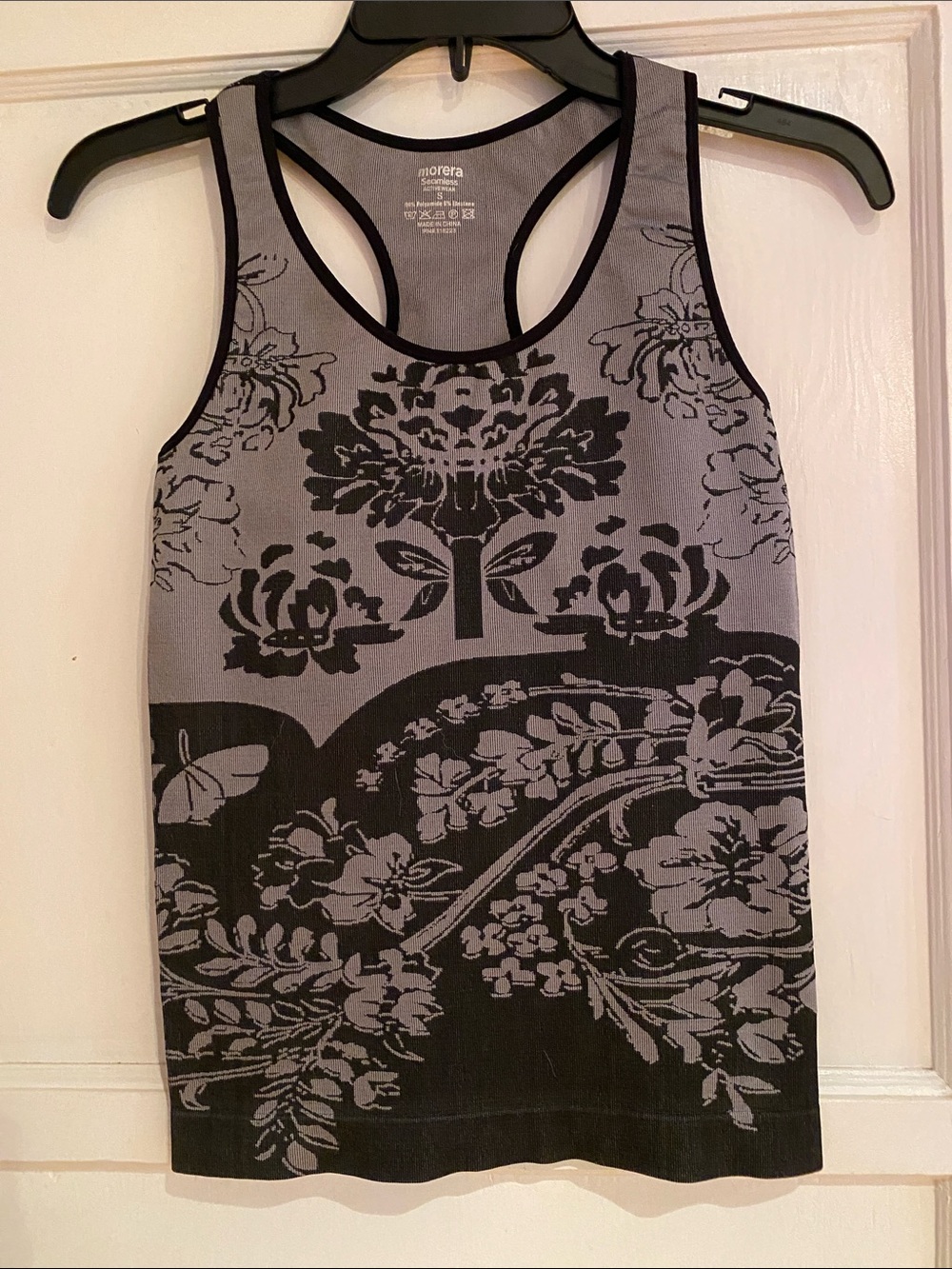 Floral Racerback Top in Gray and Black by morera